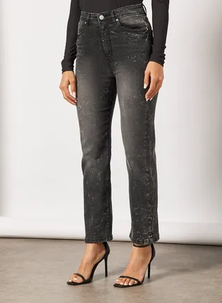 Tie-Dye Straight Jeans Black 