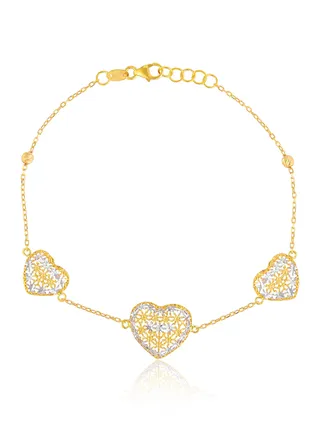 22k Gold Heart Shaped Bracelet Perfect Valentine's Gift 