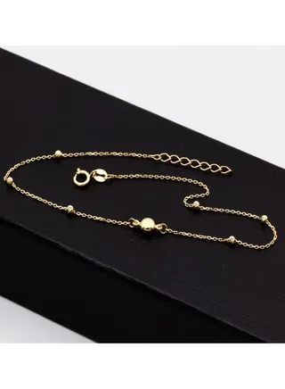 Real Gold Button 6 Balls Adjustable Size Bracelet 0208-V BR1490 