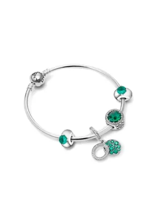 Pandora green charm bracelet 