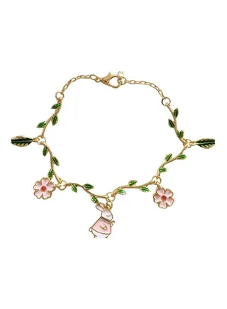 Silver Leaves And Flowers Design Bracelet 