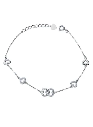 Sterling Silver 925 Hearts Bracelet - FKJBRLSLU1019 