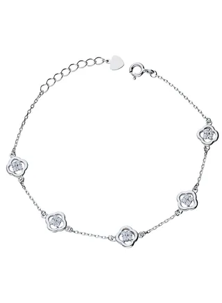 Sterling Silver 925 Flowers Bracelet - FKJBRLSLU1021 
