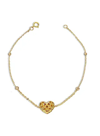 Gold Heart Shaped Bracelet 21KT - FKJBRL21KU6004 