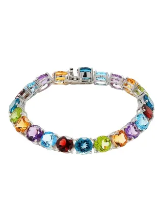 Sterling Silver and Multi Stone Bracelet for Women One Size 