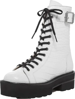 Ryder Ultralift Boti Womens Leather Crocodile Combat & Lace-up Boots