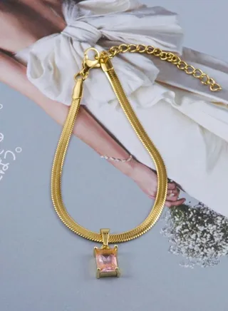 18K Gold Pink Haoshi Simple Bracelet 