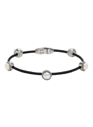 Stainless Steel and 6mm Freshwater Pearl Bracelet for Women One Size 