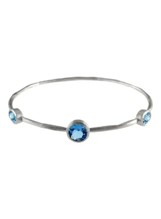 Blue Topaz and Sterling Silver Bangle Bracelet for Women One Size 