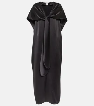 Tie-detail satin midi dress