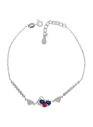 925 Italian Silver Pear and Heart Bracelet 