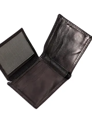 Leather Wallet (SA 137) for men, Soft Touch Rustic Leather, Extra Capacity with, Compact Convenience and Ideal Gift - Men's Wallet with 8 Card Slots.with cash pocket .and 1 ID windows .Black 