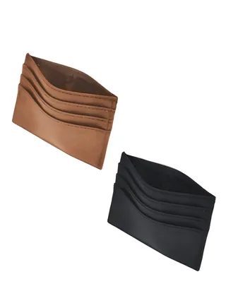 Bundle of 2 small leather light easy portable cards holder wallet 