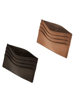Bundle of 2 small leather light easy portable cards holder wallet 