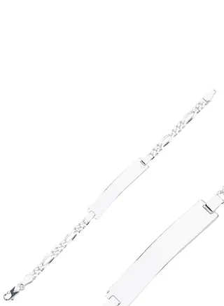 925 Silver-Adult's Name Tag Figaro Chain Bracelet-High-Quality Jewelry in UAE Dubai 100% Precious Metal Gift-EMNON100BR-CH105866 