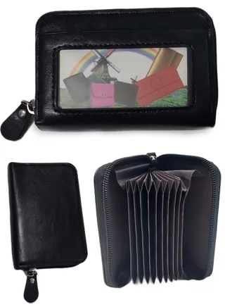 Pu leather unisex zip credit cards and money light wallet 