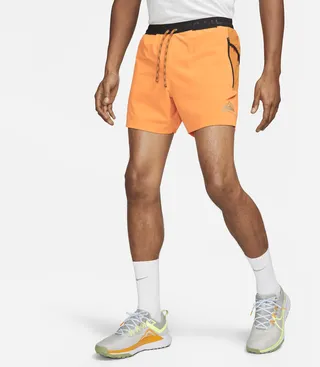Nike Men's Trail Second Sunrise Dri-FIT 5" Brief-Lined Running Shorts in Orange