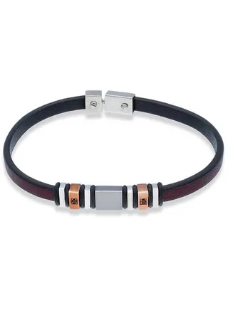 Sterling Silver 925 Leather Bracelet - FKJBRLSLU1109 