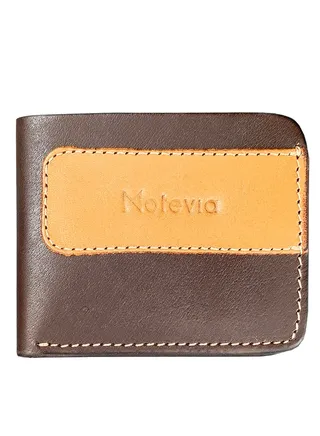 Genuine Leather Wallet Double Layer Wallet Men Purse with 8 Card Pockets for men wallet for slim by Motevia (Brown) 