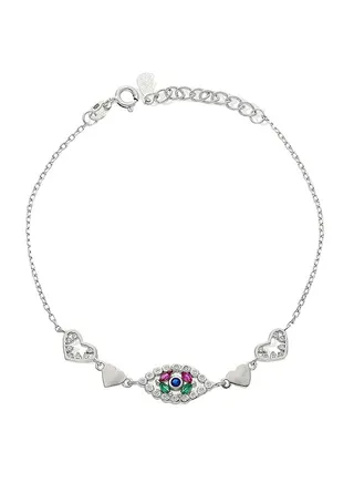 925 Italian Silver Eye With Heart Bracelet 