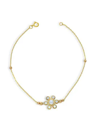 Gold Beads and Flowers Bracelet 21KT - FKJBRL21KU6024 