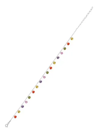 925 Sterling Silver Jewelry Rhodium Plated Round CZ Dangle Bracelet 100% Precious Metal Gift for Women- Emnon12BR 