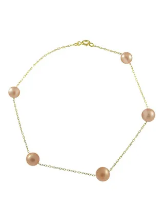 18K Solid Gold Gradual Built-In Pearl Bracelet 