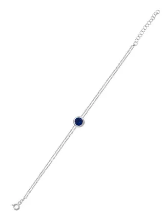 925 Sterling Silver Jewelry Rhodium Plated Solitaire Sapphire CZ-Navy Blue Bracelet 100% Precious Metal Gift for Women- Emnon9BR 