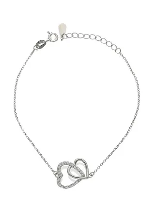 925 Italian Silver Twin Heart Bracelet 