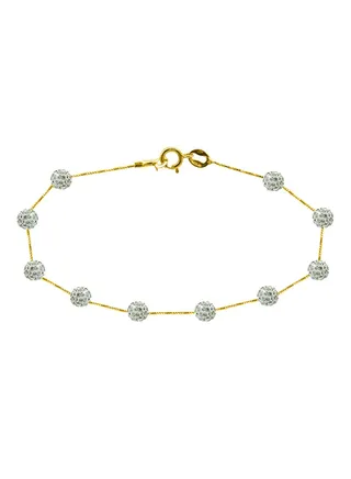 18 Karat Solid Gold 4 mm Crystal Ball Bracelet 