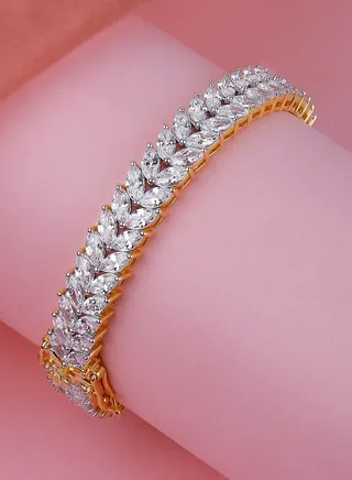 Floral Gold 925 Sterling Silver Bracelet 