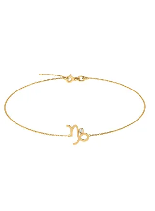 Capri Gold 18K Yellow Gold Capricorn Zodiac Sign Bracelet with Diamond 