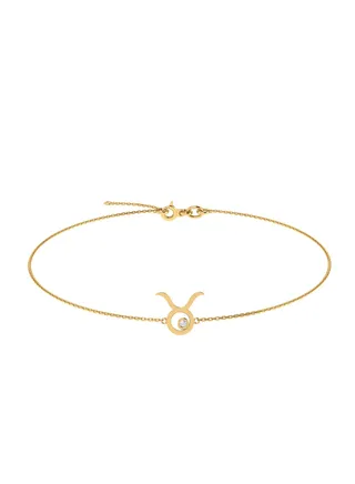 Capri Gold 18K Yellow Gold Taurus Zodiac Sign Bracelet with Diamond 