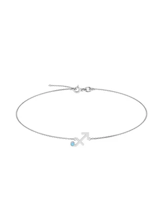 Capri Gold 18K White Gold Sagittarius Zodiac Sign Bracelet with Blue Topaz 