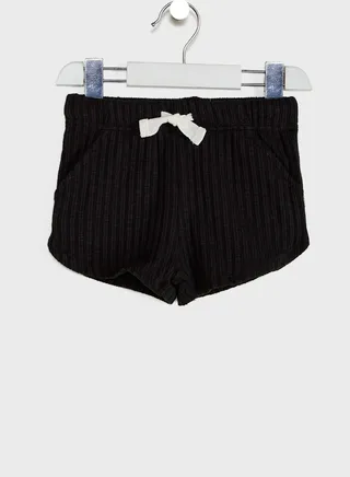 Kids Ribbed Tie Waist Shorts 