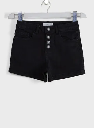 Kids Button Detail Denim Shorts 