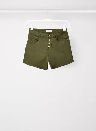 Teen Buttoned Denim Shorts Green 