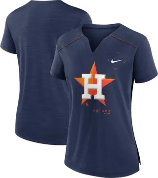 Women's Nike Navy Houston Astros Pure Pride Boxy Performance Notch Neck T-shirt