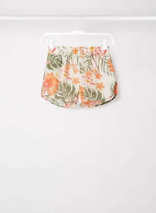 Kids Palm Print Elasticated Shorts Bright White 