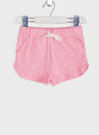 Kids Ribbed Tie Waist Shorts 