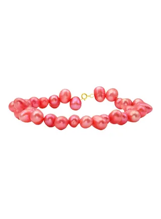10 Karat Gold With Pearls Strand Bracelet 