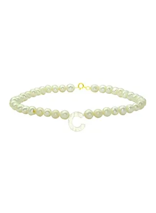 18 Karat Gold Pearls Letter C Bracelet 