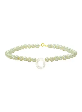 10 Karat Gold With Pearls Strand Letter O Bracelet 