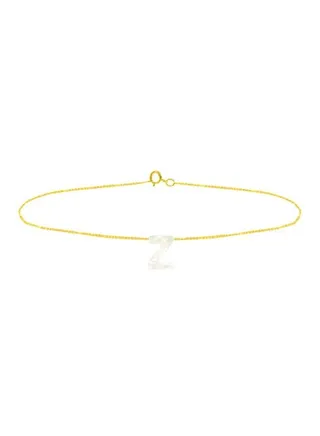 18 Karat Gold With Letter Z Mother Of Pearl Bracelet 