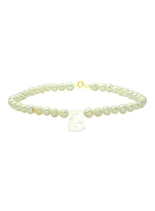 18 Karat Pearls Strand Letter B Bracelet 