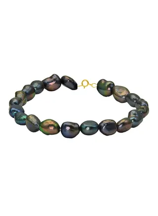10 Karat Gold With Pearls Strand Bracelet 