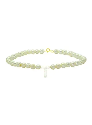10 Karat Gold With Pearls Strand Letter T Bracelet 