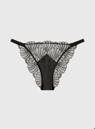 Women's Lace Bikini Briefs -  sheer floral lace, Black 
