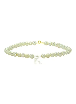 18 Karat Gold Pearls Strand Letter K Bracelet 