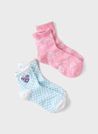 2 Pack Assorted Printed Socks 